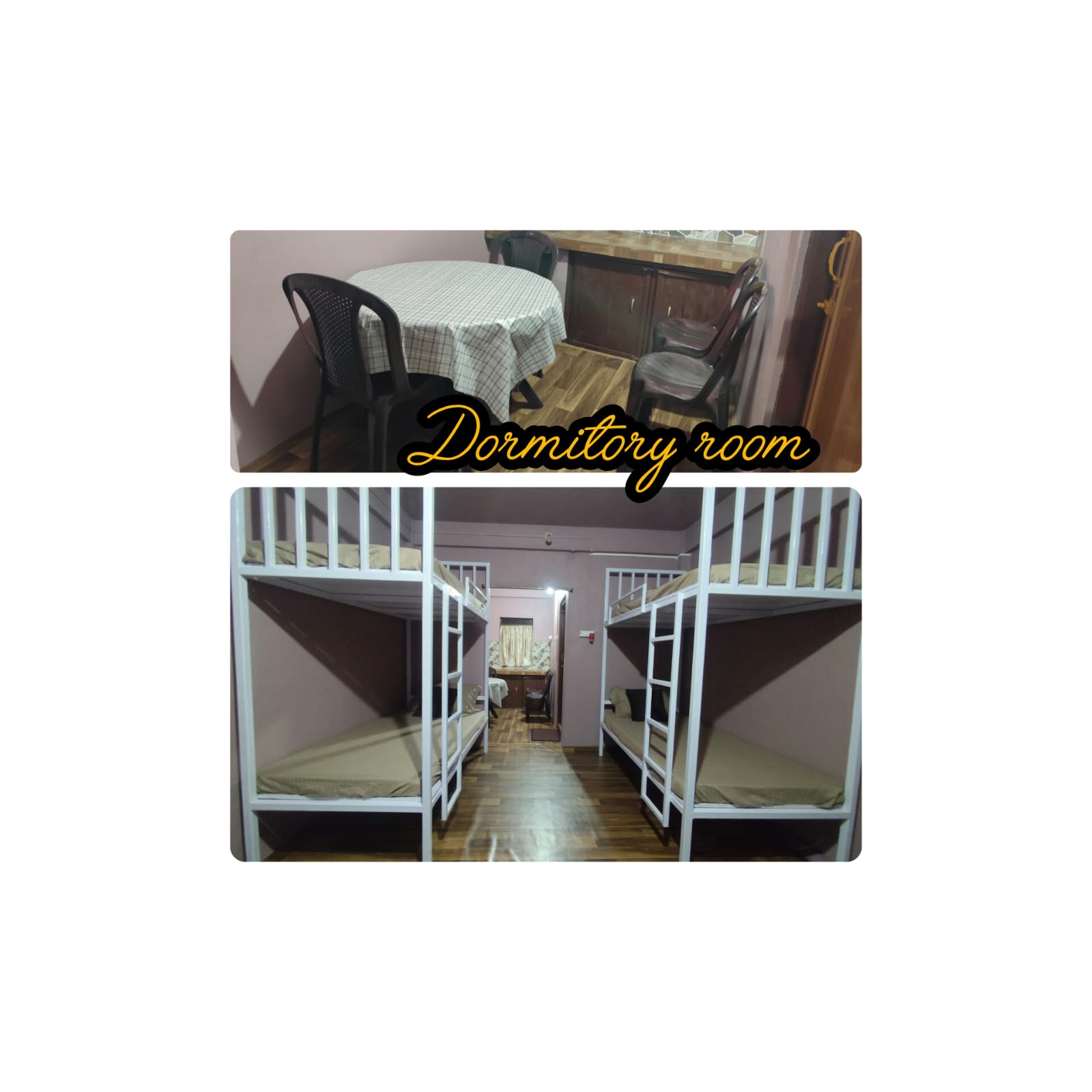 Dormitory Room with Bunk Beds and Dining Area